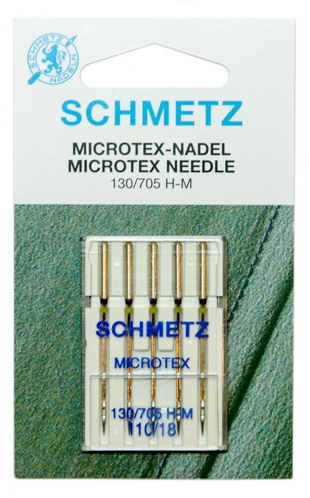 Иглы для швейных машин микротекс (особо острые) Schmetz №110, 5 шт, 22:31.MA2.VFS, 10 блист.