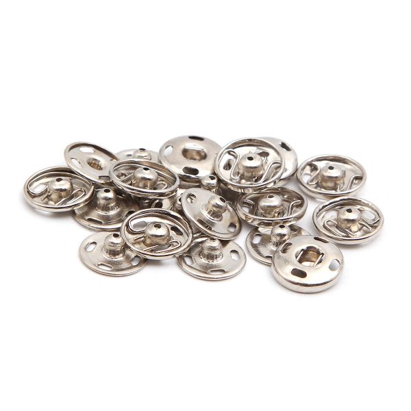 Кнопка пришивная металл ⌀11.0 мм, никель, серебристые, 10 шт, Pony