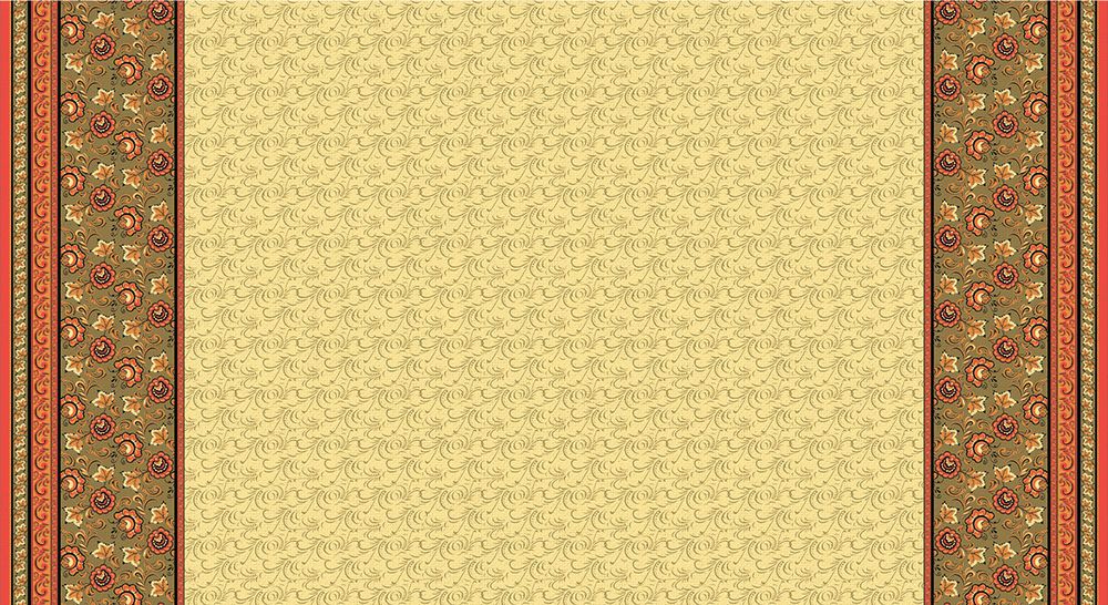 Ткань для пэчворка Peppy Русские традиции, рулон 112 см / 5 метров, РТ-07 Панель бежевый/зеленый, Peppy