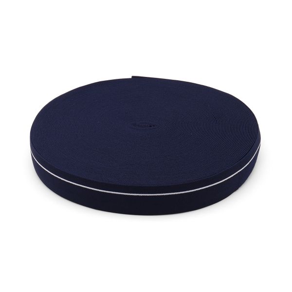 Резинка для мужских трусов и боксеров 30.0 мм / 25 метров, тканая мягкая, 21 г/м, т.синий/белый полоса