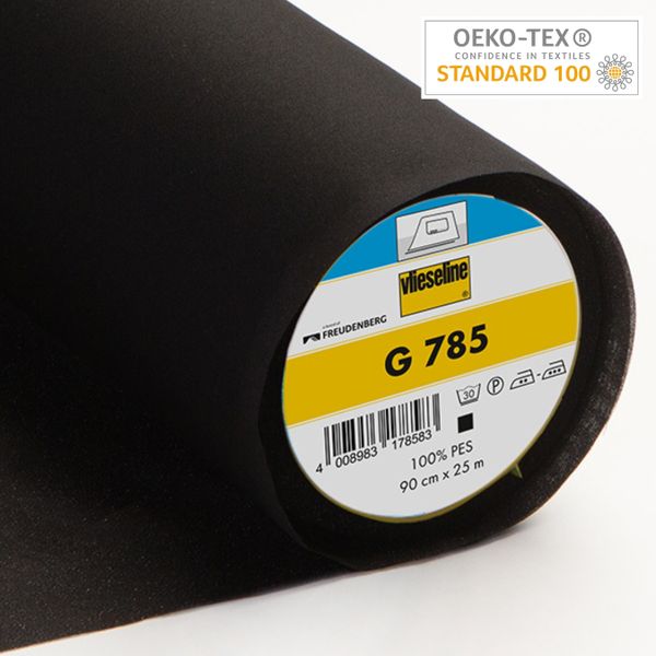 Флизелин клеевой тканый подкладочный G785, черный, 53322963, Freudenberg, 25 м