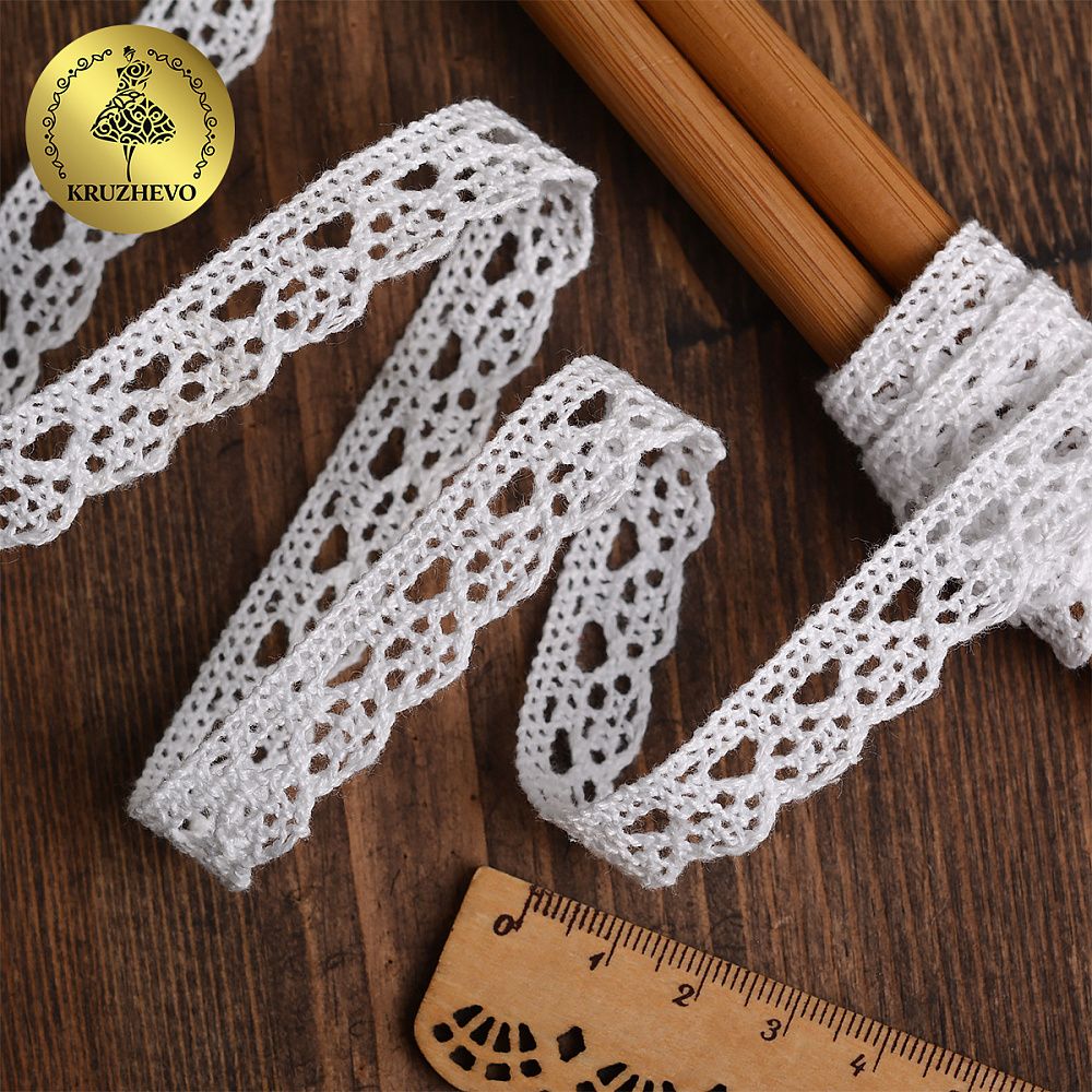 Кружево вязаное (тесьма) 15 мм / 182.8 метров, TBY.5635 цв.02 белый, Kruzhevo