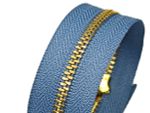 Молния металл (цв.SBS) джинсовая Т4 (4 мм) 1 зам., н/раз., 20 см, S-277 голубой (звено: золото), уп.100 шт