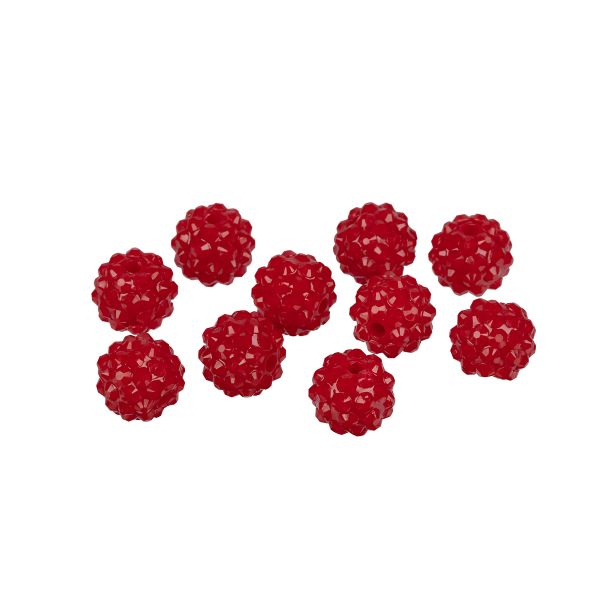Бусины пластик ⌀14 мм, 10 шт, №13 красный, Zlatka BWR-14