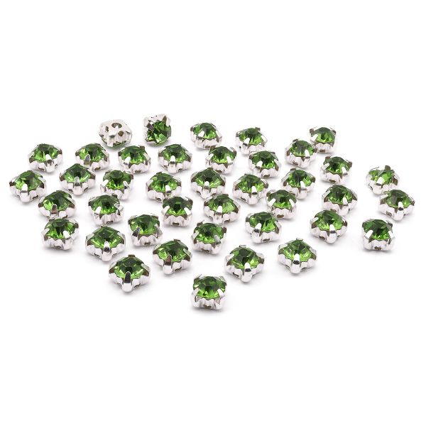 Хрустальные стразы в цапах/серебро, 6мм, 40 шт/упак, Astra&Craft (39 св.зеленый), 4AR169/176