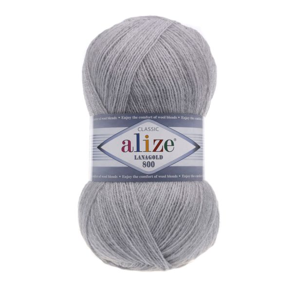 Пряжа Alize (Ализе) Lana Gold 800 / уп.5 мот. по 100 г, 800м, 684 пепельный меланж A