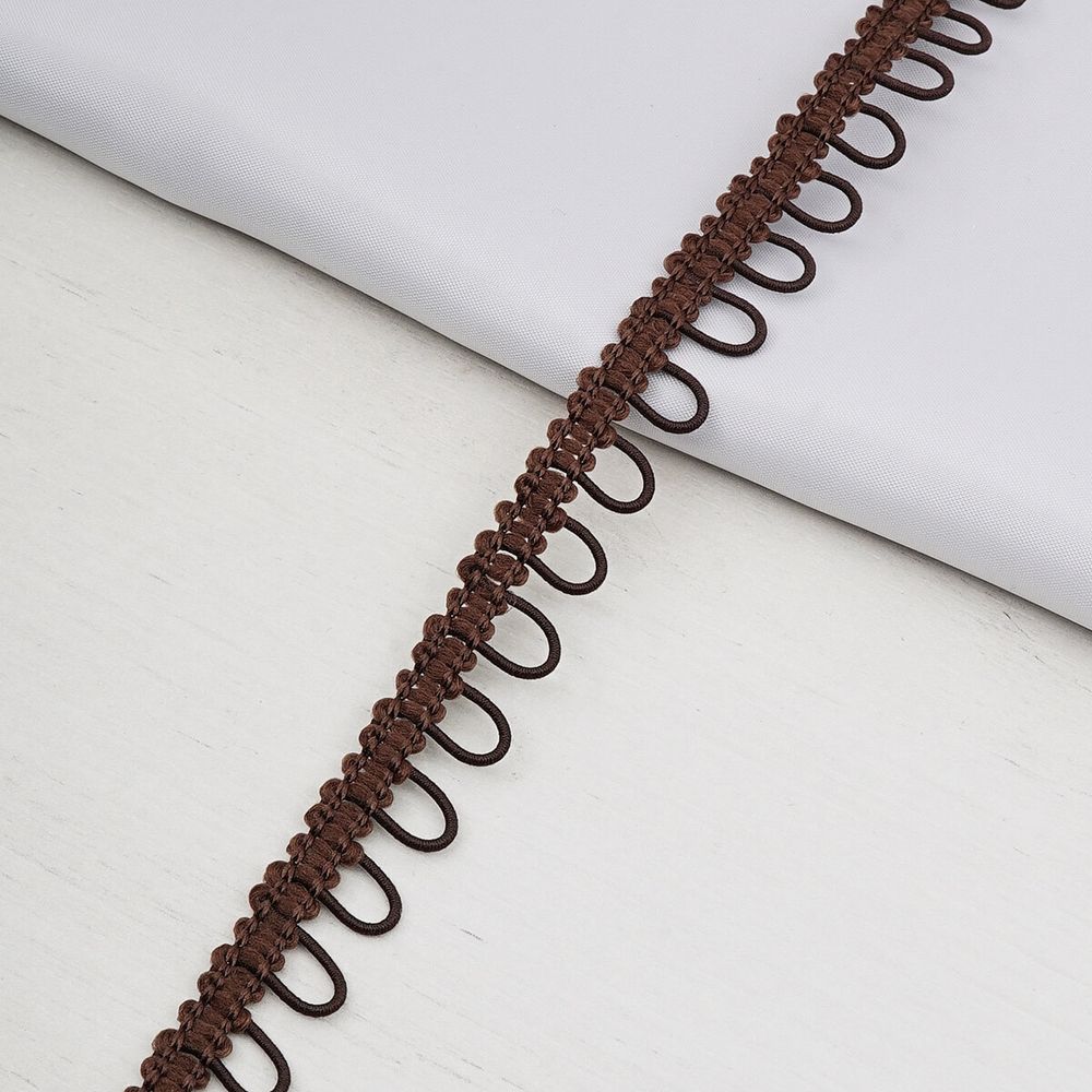 Тесьма декоративная с петлями 15 мм / 18.29 метра, коричневый, 13-7735