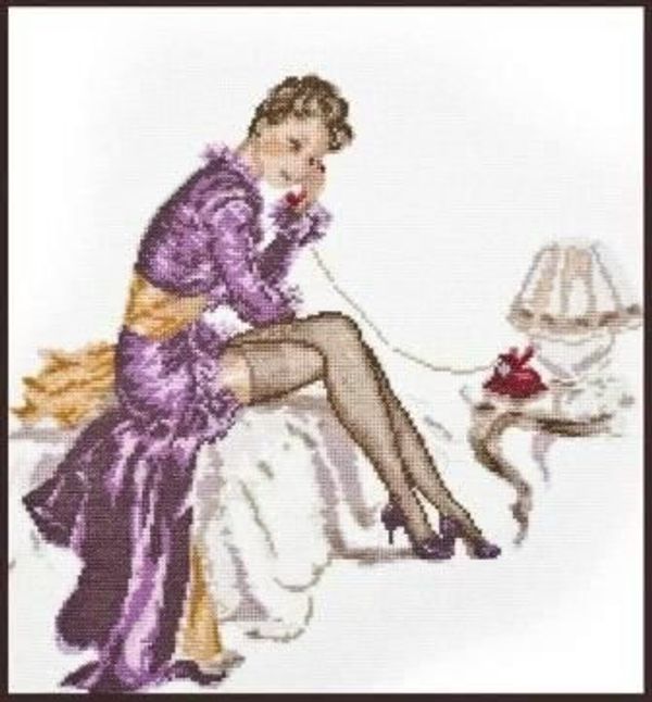 Набор для вышивания нитками Палитра, Телефонный разговор 27х29 см