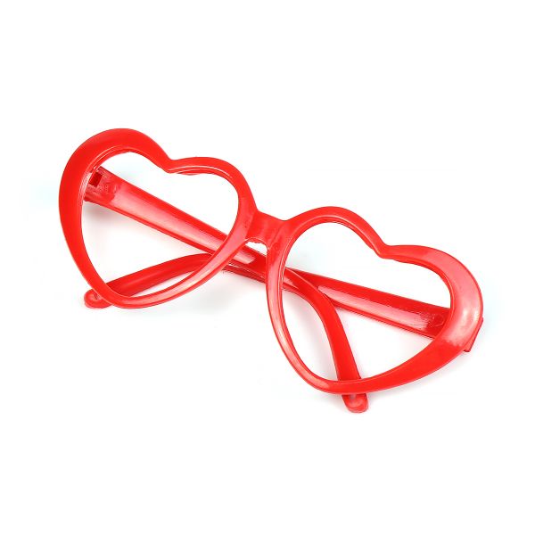 Очки для куклы без стекла 53733 цв. красный 7 см, сердце пластик уп. 10 шт