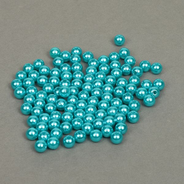 Бусины пластик (перламутр) ⌀8 мм, цв.099 яр.бирюзовый, уп.50г (213 шт), Magic4Hobby