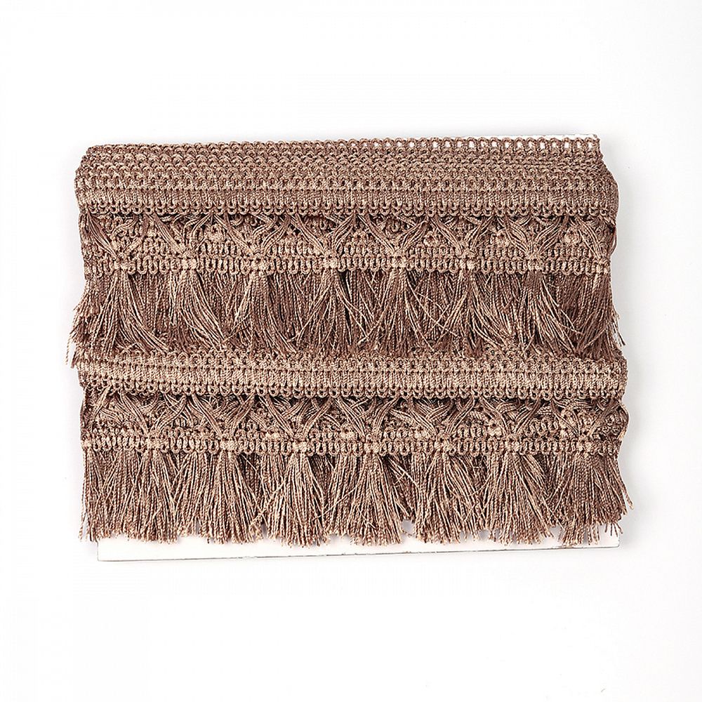 Бахрома отделочная 70.0 мм / 10 метров, 6154-0419, с кисточками, цв.6458 темно-бежевый