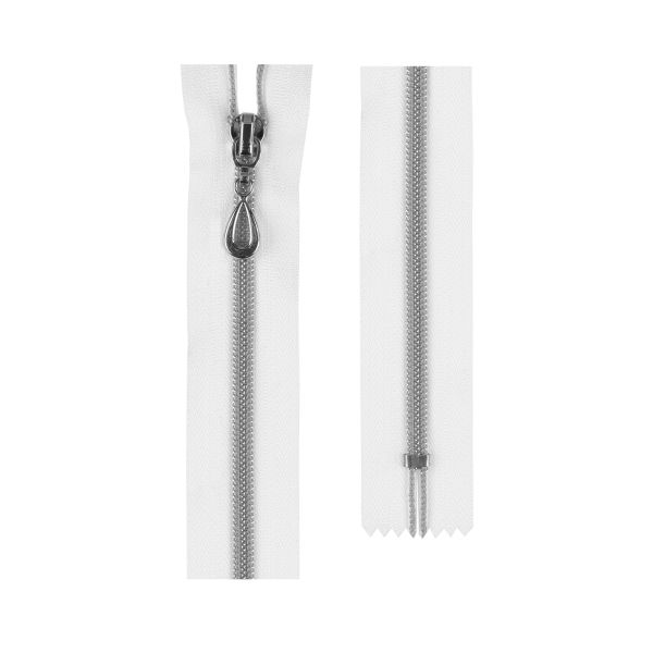 Молния спираль (витая) Т8 (8 мм) 1 зам., н/раз., 14 см, с напылением, 101S белый / серебро, G105S Gamma, 10 шт