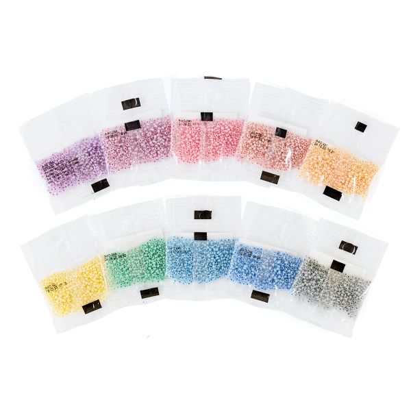 Бисер Чехия круглый Assorti 10/0, 2.3 мм, 10х5 г 1-й сорт, №01 ассорти глянцевый алебастр с цветным покрытием, Gamma Assorti