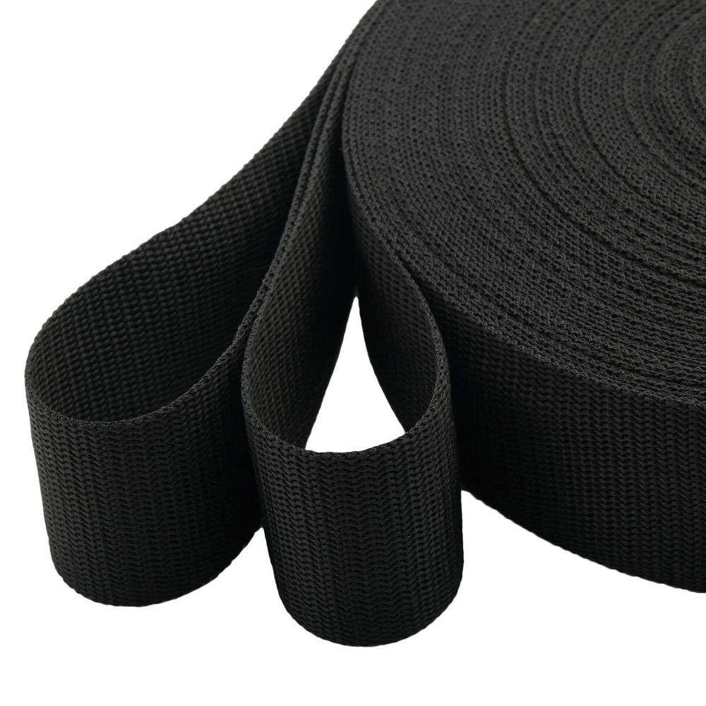 Стропа (ременная лента) 50 мм / 30 метров, толщ. 1.0 мм, [28 г/пог.м], 100% п/п, 20 черный