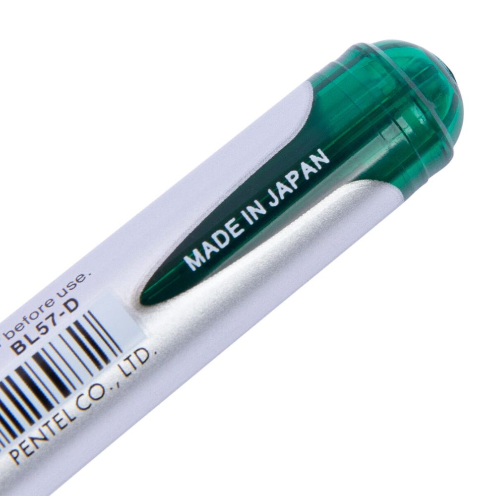Ручка гелевая Energel 0.7 мм, 12 шт, BL57-DO зеленый стержень, Pentel