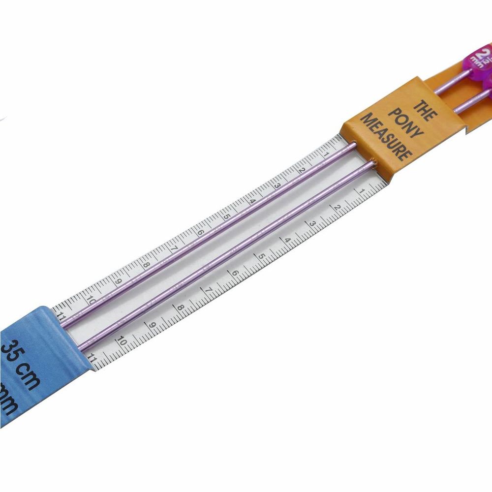 Спицы прямые с измерительной шкалой Pony ⌀2,5 мм, 35 см, металл, сиреневый
