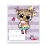 Тетрадь ученическая школьная, выборочные блестки, A5+ 12 л. на скобе, белизна 100%, 25 шт, линия, 000361 Совушки, Светоч 12ТСКд5_5_3_2