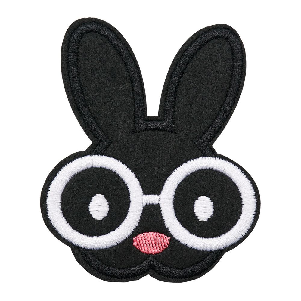 Термоаппликация Зайка в очках 70х85мм (Black (черный)), 2 шт, LA525