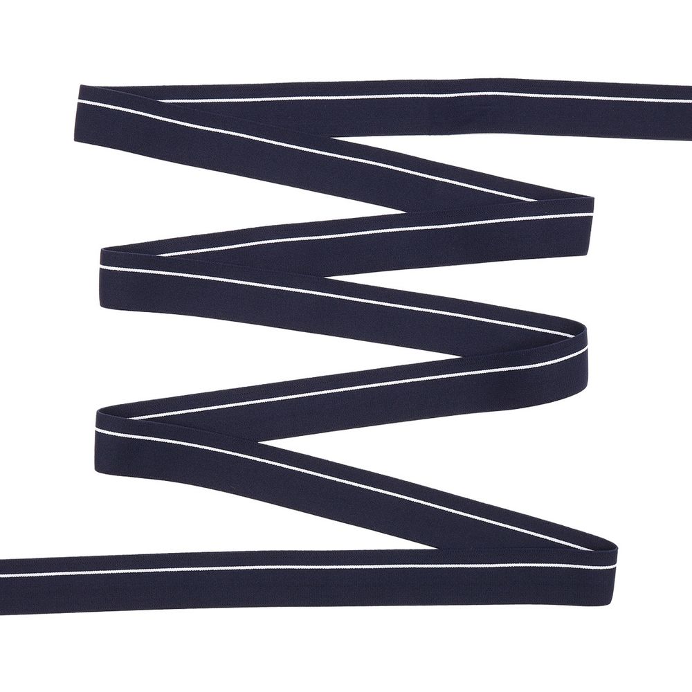 Резинка для мужских трусов и боксеров 30.0 мм / 25 метров, тканая мягкая, 21 г/м, т.синий/белый полоса