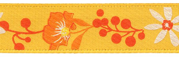 Лента атласная с рисунком 12.0 мм / 5 шт по 3 метра, F4/017 цветы/т. желтый, Gamma ALP-124