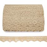 Кружево вязаное (тесьма) хлопковое 30 мм / 25 метров, одностор. (02 бежевый)