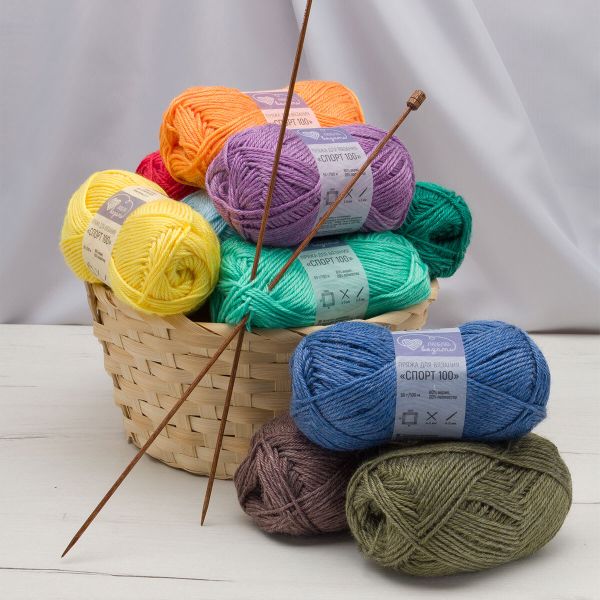 Пряжа Люблю вязать Спорт 100 / уп.6 мот. по 50 г, 100 м, 001 белый