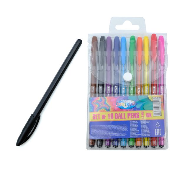 Набор 10 цветных шариковых ручек, 1 мм, 80160