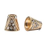 Наконечник для шнура металл колокол со стразами ⌀3,5/8 мм, 11х11 мм (золото), 20 шт