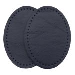 Заплатки пришивные из кожи, овал 6х8,2см с перфорацией, 2 шт, 100% кожа, 05 темно-синий, 9114