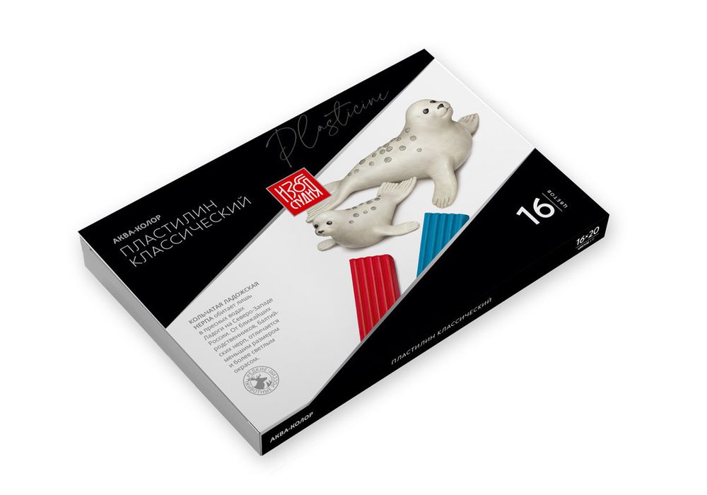 Пластилин классический Аква-колор Изостудия 320 г, 16 цв