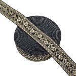 Лента (тесьма) жаккардовая 32.0 мм / 25±1 метров, с метанитом рис. 9842, черный/золото, С3104Г17