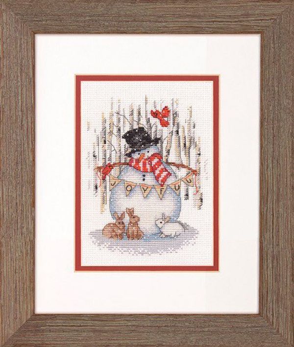 Набор для вышивания нитками Dimensions, Радостный снеговик, 15.2х15.2 см