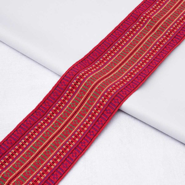 Лента для поясов 120 мм / 15 метров, рис 9857, красн/черн/син/зел/желт, С3882Г17