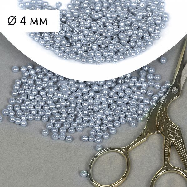 Бусины пластик (перламутр) ⌀4 мм, цв.A26 голубой, уп.500г (15000 шт), Magic4Hobby