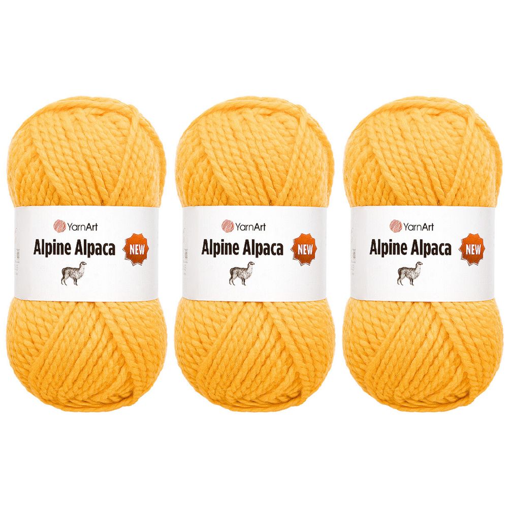 Пряжа YarnArt (ЯрнАрт) Alpine Alpaca New / уп.3 мот. по 150 г, 120 м, 1448 желтый