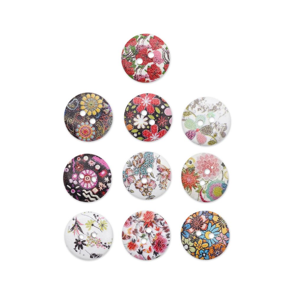 Украшения декоративные пуговицы деревянные Цветы №5, 18 мм, 100 шт