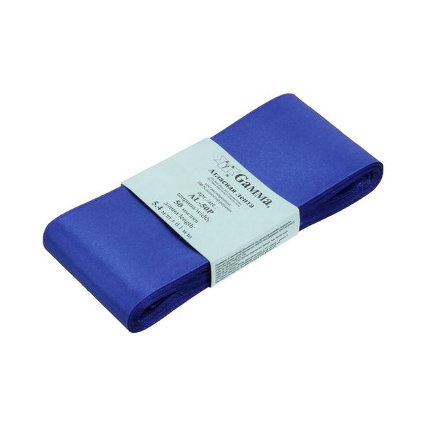 Лента атласная 1-сторонняя 50.0 мм / 5 шт по 5.4 метра, №094 синий, Gamma AL-50P