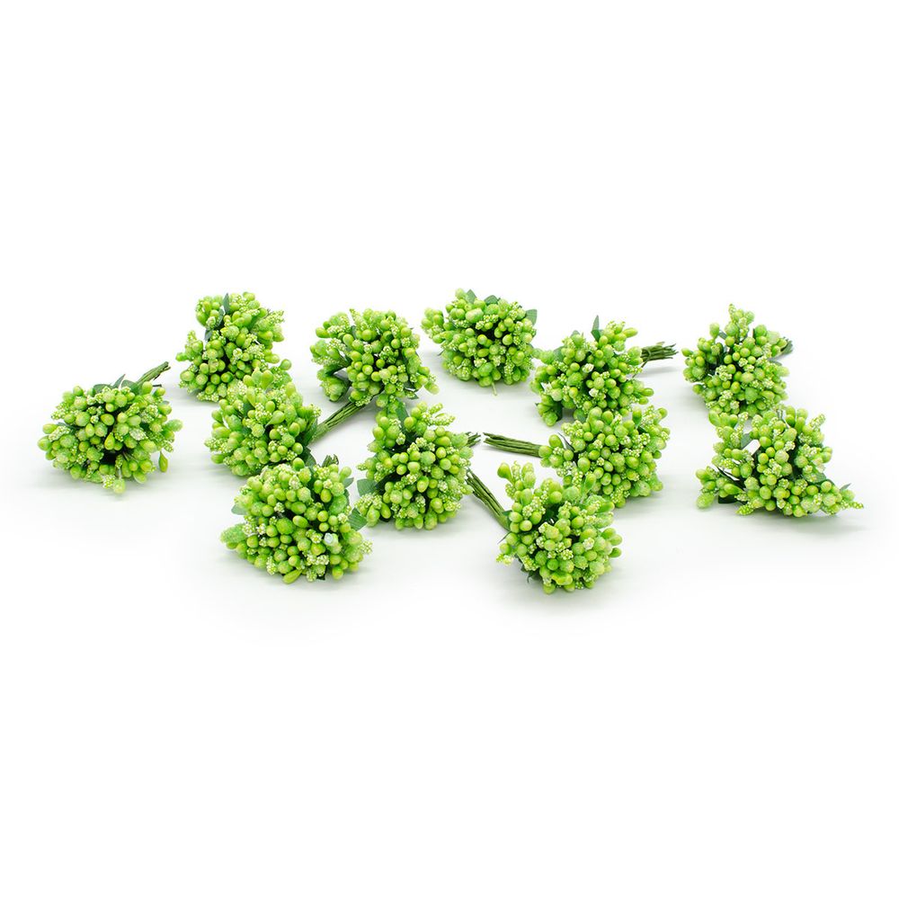 Цветы искусственные декоративные 2см (12 штук) (зеленый)