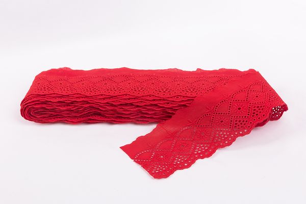 Кружево шитьё 65 мм / 9.7 м, Турция, красный, Gamma GYEM-6501