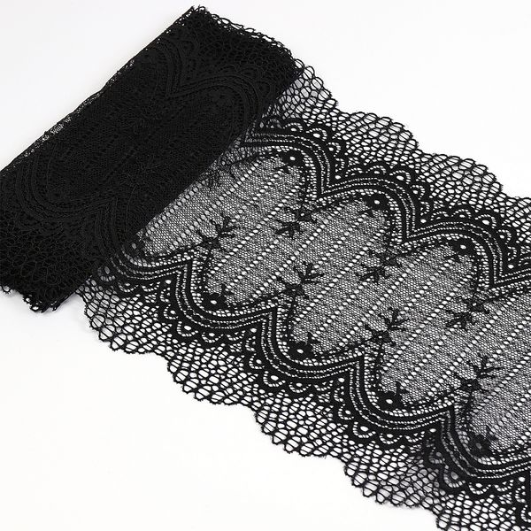 Кружево бельевое эластичное 230 мм / 10 м, 8037, цв.черный, Kruzhevo