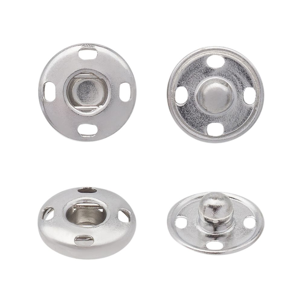 Кнопка пришивная металл 9 мм, серебристый, без никеля, 12 шт, Pony, 76509/01