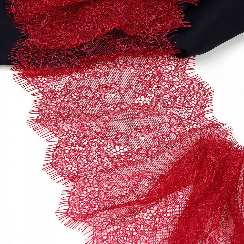 Кружево шантильи (реснички) диз. A88 шир.170мм цв.S261 ягодный, 3 метра, Kruzhevo