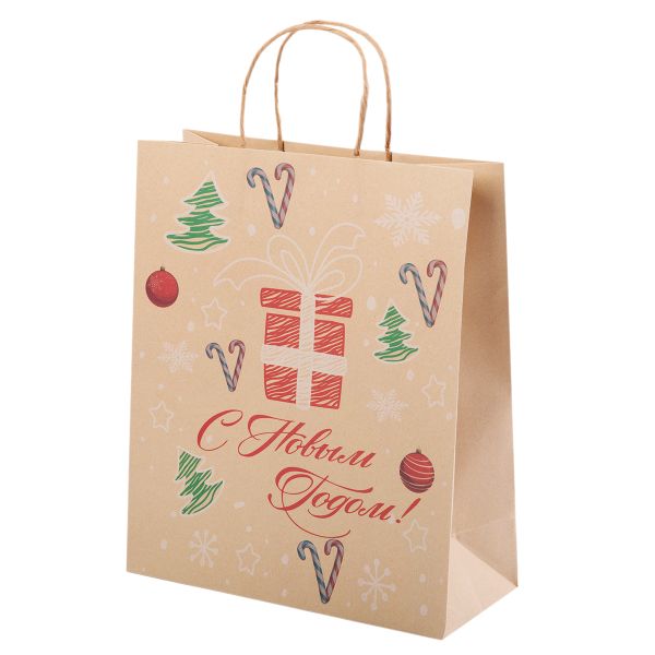 Подарочный крафт-пакет 150 г/м², 27.5х33х12 см, 12 шт, 02, Stilerra NCYM