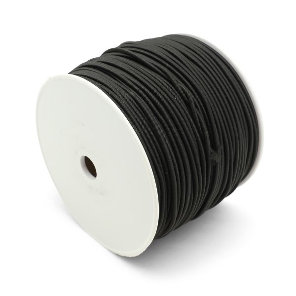 Резинка шляпная (шнур эластичный) ⌀2.5 мм / 100 метров, 14 черный