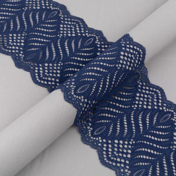 Кружево бельевое эластичное 165 мм / 3±0.2 метра, Турция, т.синий, Blitz