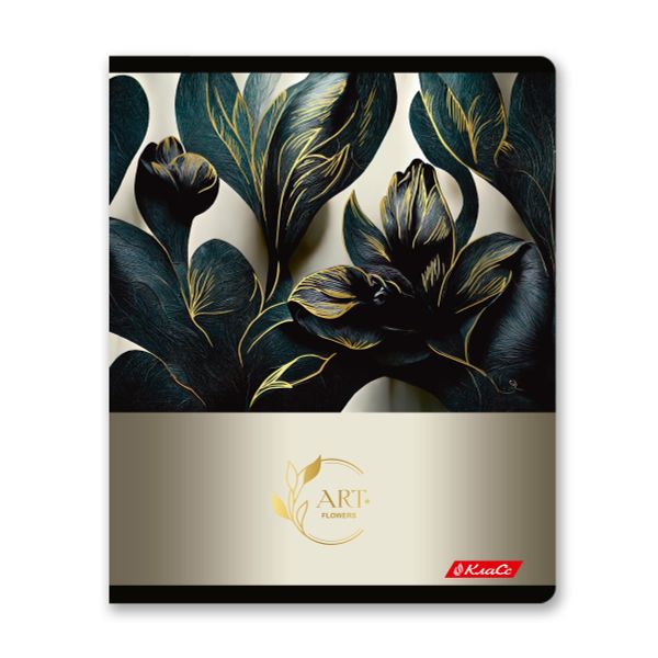 Тетрадь ученическая общая, матовая ламинация + тиснение золотой фольгой, A5+ 48 л. на скобе 65 г/м², белизна 100%, 10 шт, клетка в термоусадочной пленке, 000737 Золотой цветок, Светоч 48ТЕТк-008