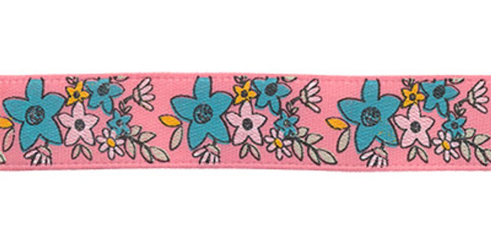 Лента атласная с рисунком 12 мм, 5х3 м, F39/109 цветы/грязно-розовый, Gamma ALP-125