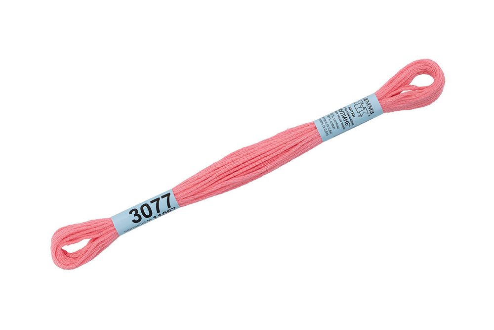 Мулине Gamma 100% хлопок, цв.3077 розовый, 24 мотка по 8 метров