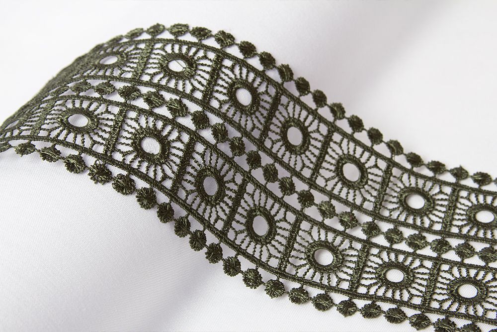 Кружево гипюр (плетёное) 78 мм / 10 м, хаки, Gamma GGM-7801 Кружево гипюр (плетёное) 78 мм / 10 м, хаки, Gamma GGM-7801