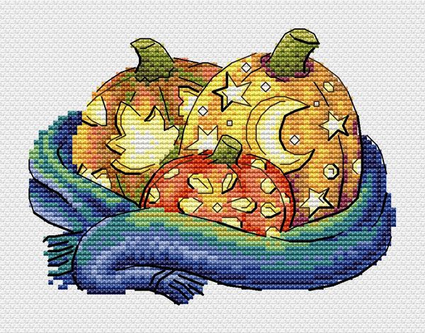 Набор для вышивания нитками МП Студия (Жар-птица), Уютные тыквы 10х14 см